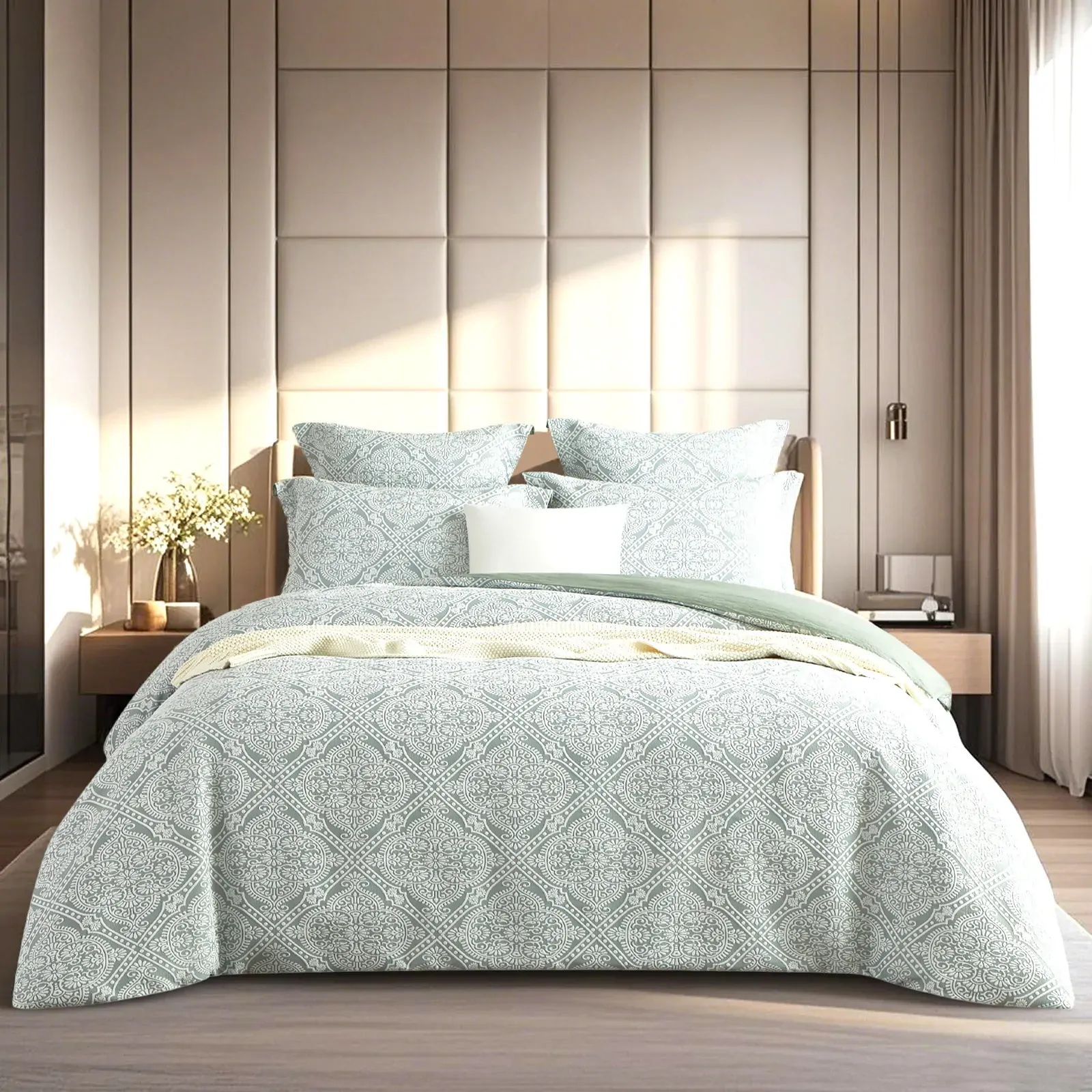 Mayfair Sage Jacquard Quilt Cover Set by Renee Taylor