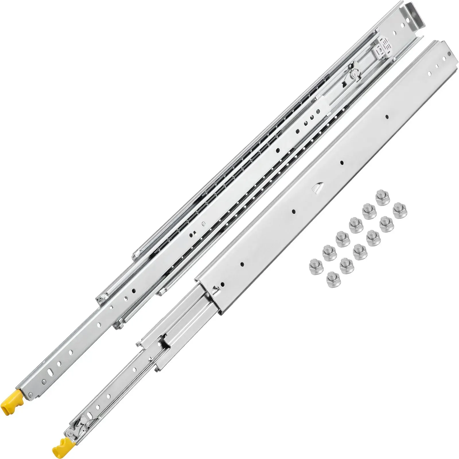 VEVOR Drawer Slides with Lock, 1 Pair , Heavy-Duty Industrial Steel up to 500 lbs Capacity, 3-Fold Full Extension, Ball Bearing Lock-in & Lock