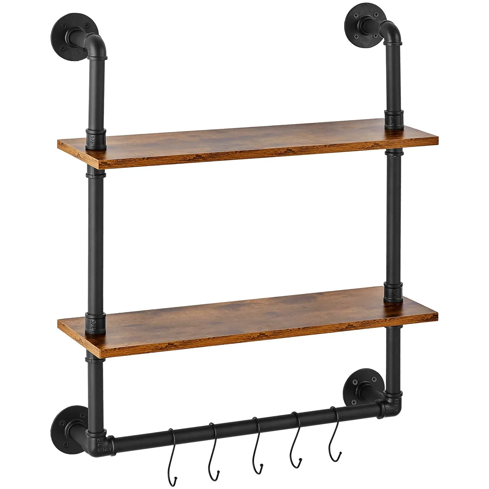 VEVOR Industrial Pipe Shelf 2 Tier Wall-Mount for Kitchen Bedroom