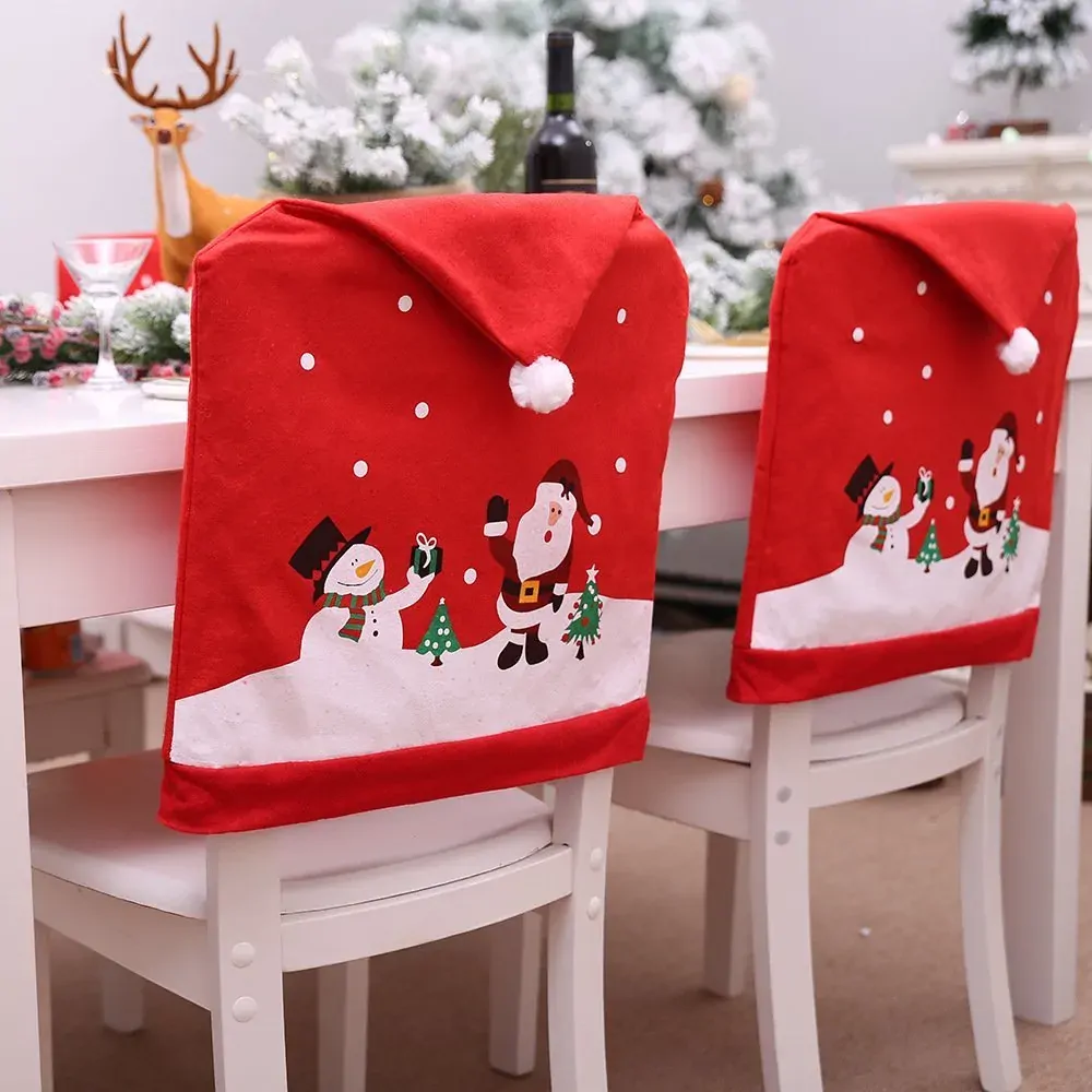 6-10x Christmas Santa Hat Chair Covers Table Cloth Dinner Home D‚àö¬©cor Ornaments Chair Covers