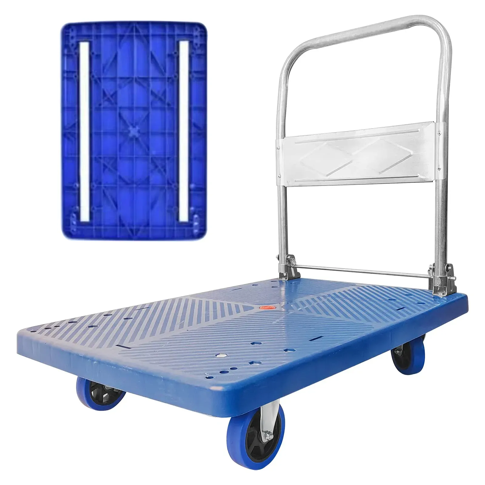 Foldable Warehouse Platform Trolley Truck Dolly Platform Cart Swivel Wheels Moving Cart Flatbed