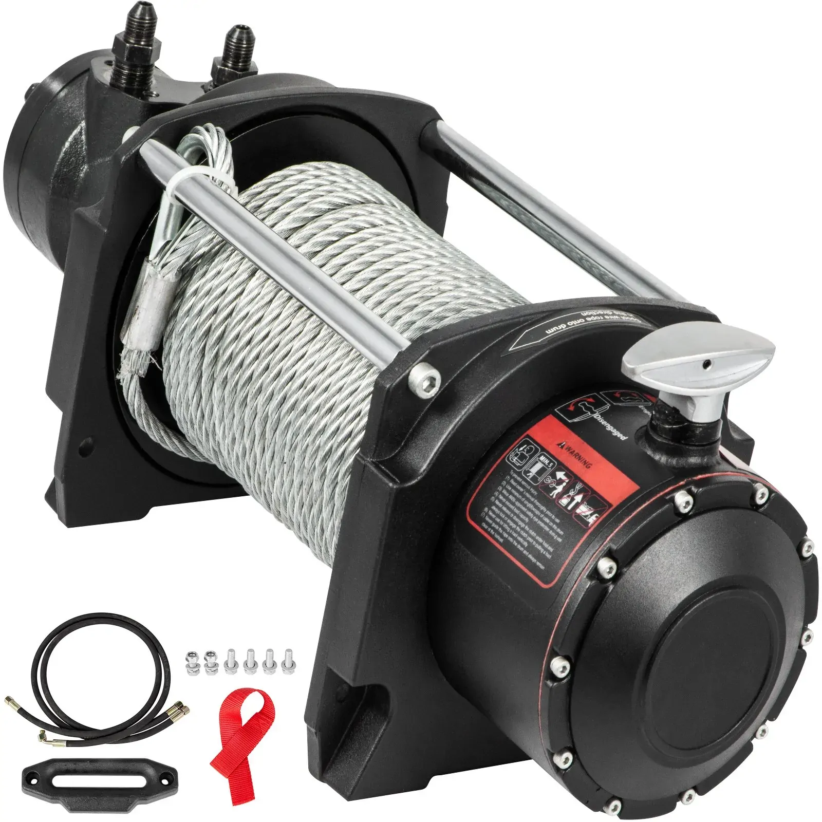 VEVOR Industrial Hydraulic Winch Hydraulic Anchor Winch Strong Steel Cable Hydraulic Drive Winch Adapter Kit Utility Winch Mec