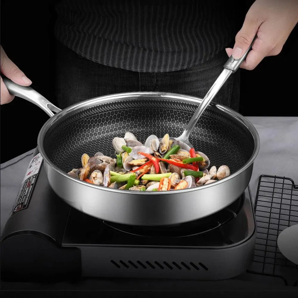 Stainless Steel Frying Pan Non Stick Cooking Frypan Cookware Honeycomb