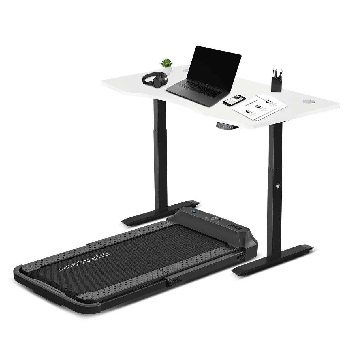 V - FOLD Treadmill with ErgoDesk Automatic Standing Desk 1500mm Black