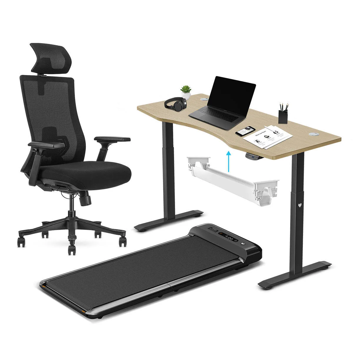 WalkingPad M2 + ErgoDesk Oak + Cable Management + DM9 Chair