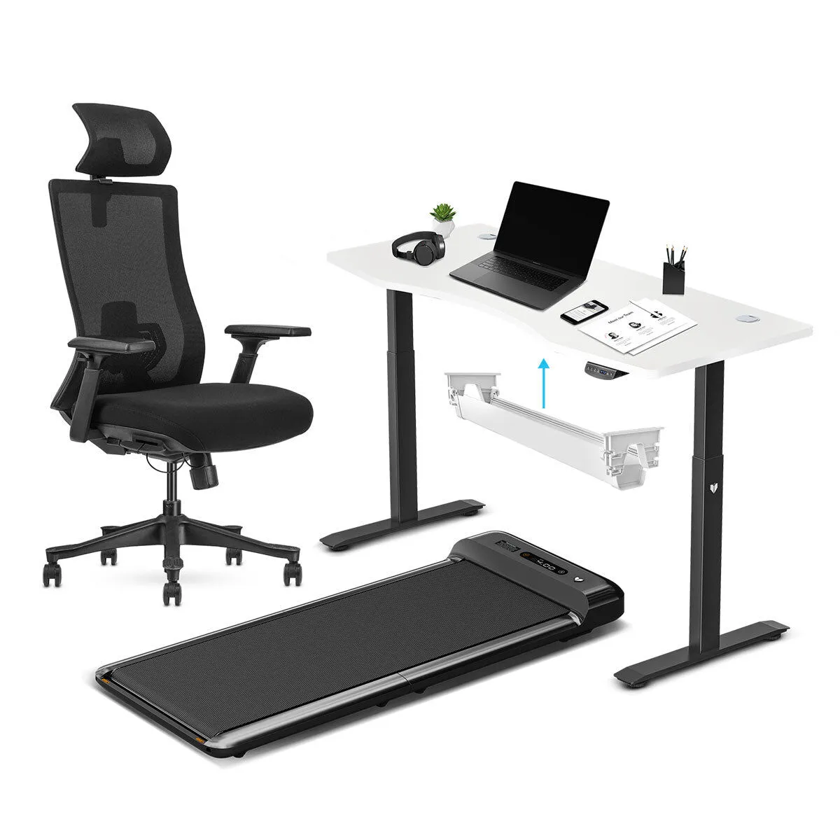 WalkingPad M2 + ErgoDesk White + Cable Management + DM9 Chair