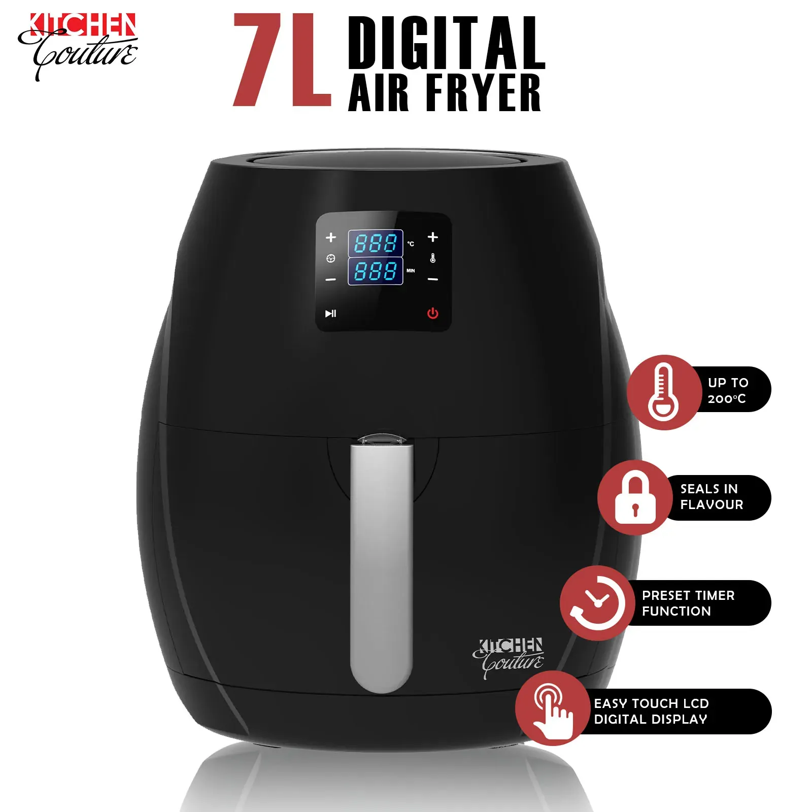 Kitchen Couture 7L Digital Air Fryer Black