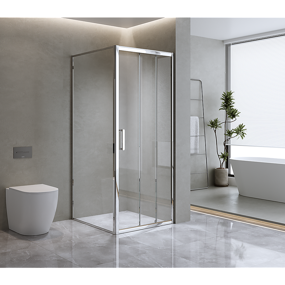 40mm Adjustable Contemporary Corner Sliding Chrome Shower Screen