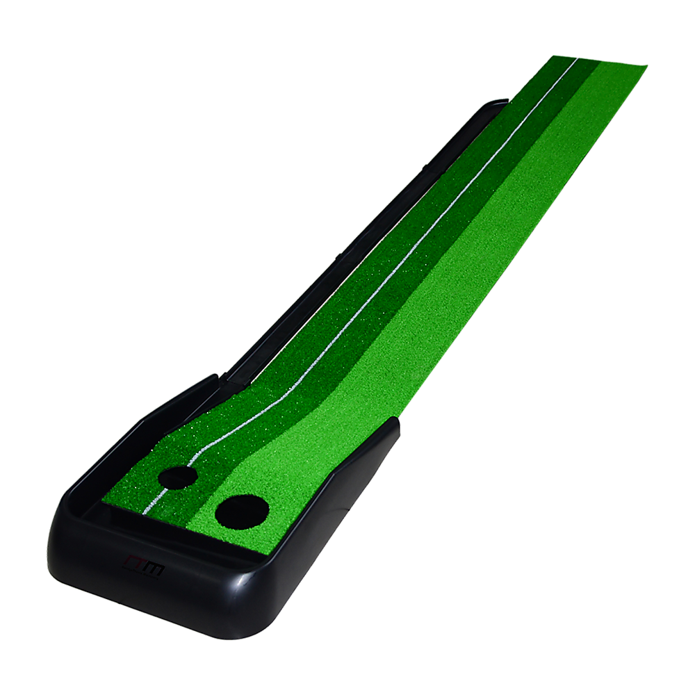 Indoor Practice Putting Green 2.5m Mat Inclined Ball Return Fake Grass 2 Holes