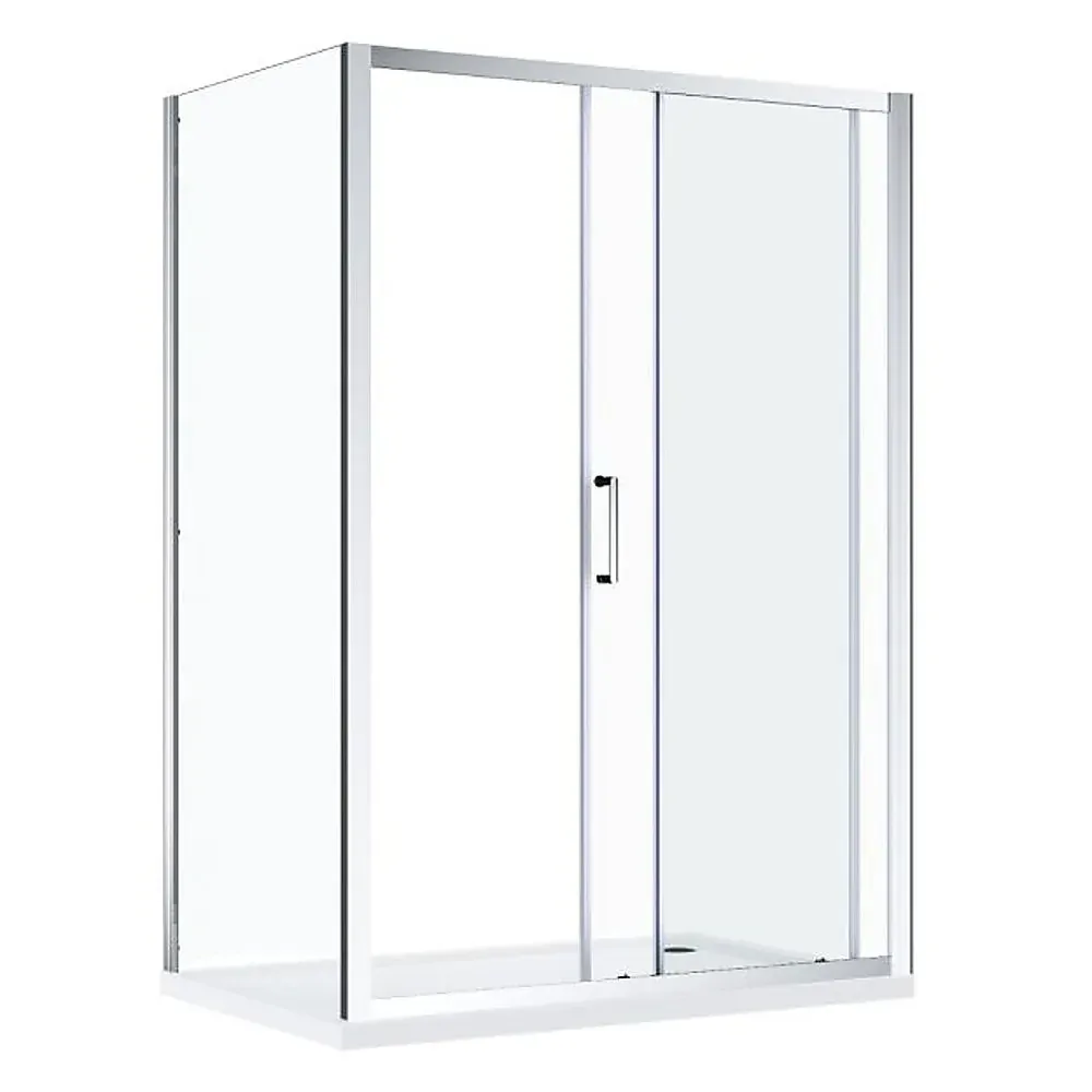 Adjustable 1800 by 800mm Single Door Corner Sliding Glass Shower Screen in Chrome