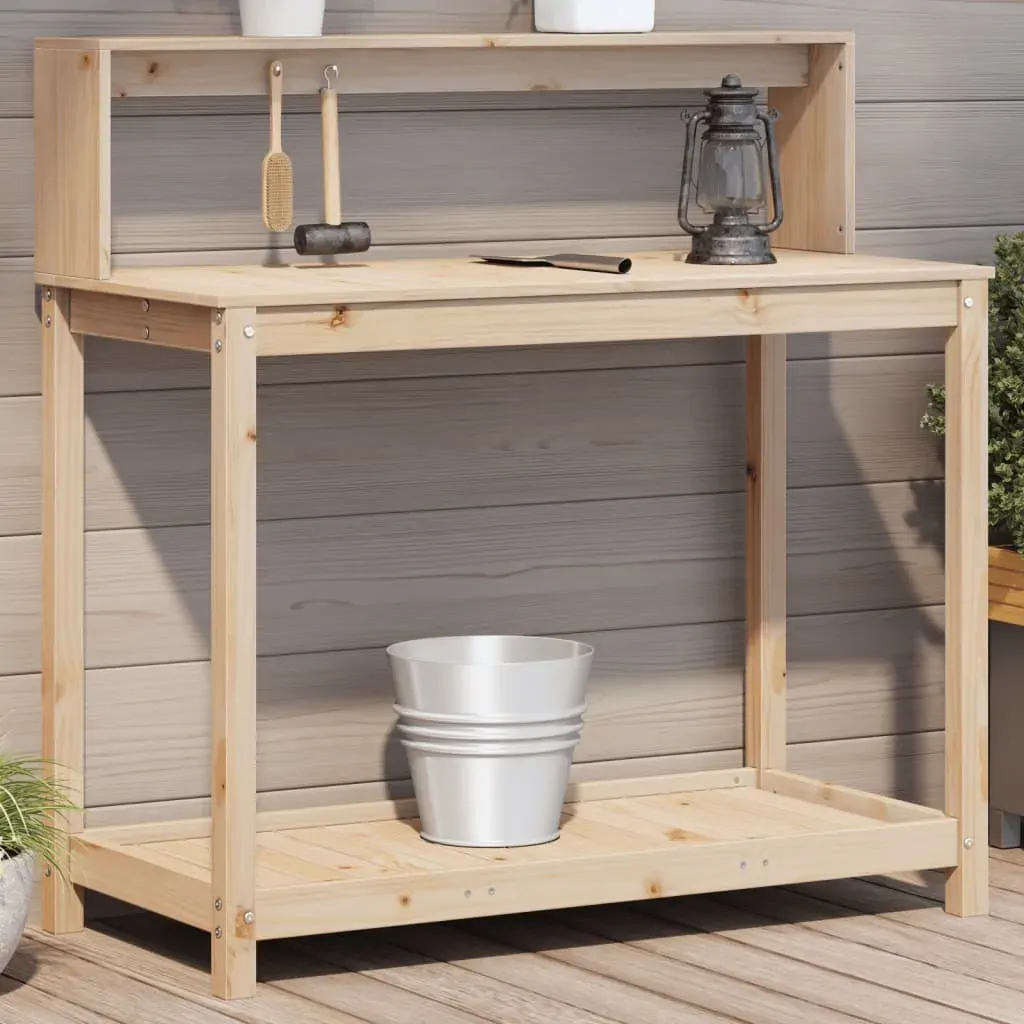Potting Table with Shelves Solid Wood Pine
