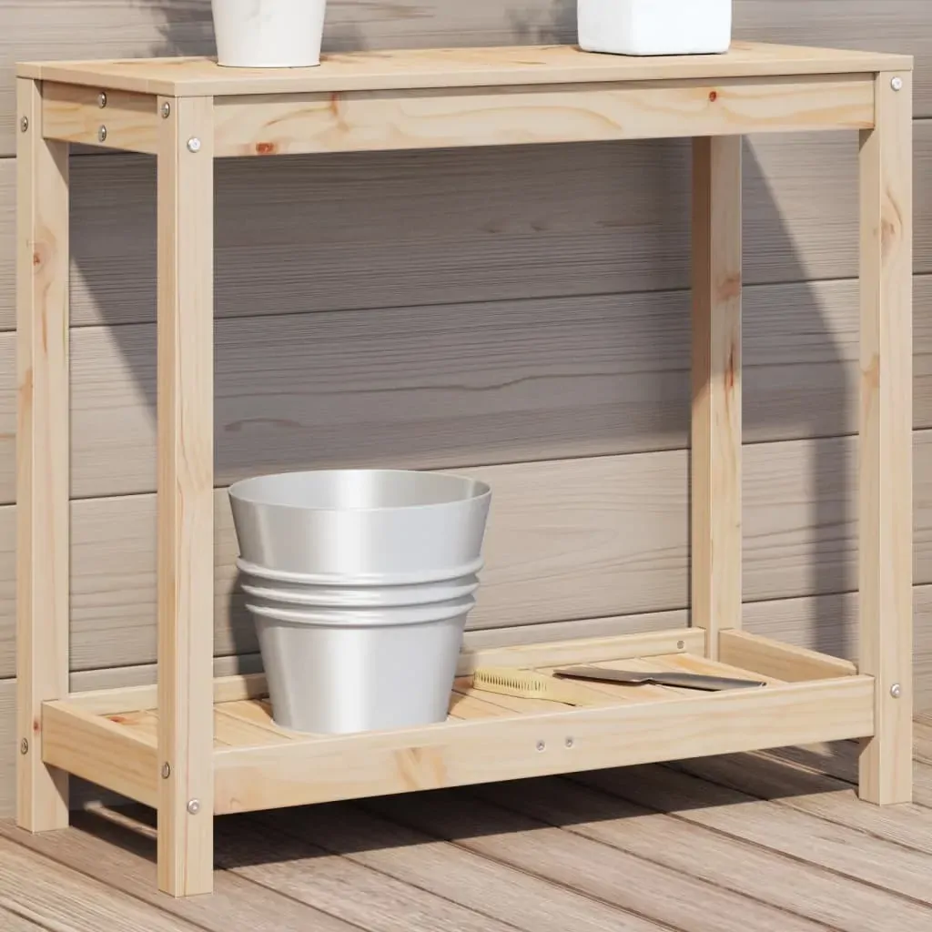 Potting Table with Shelf Solid Wood Pine