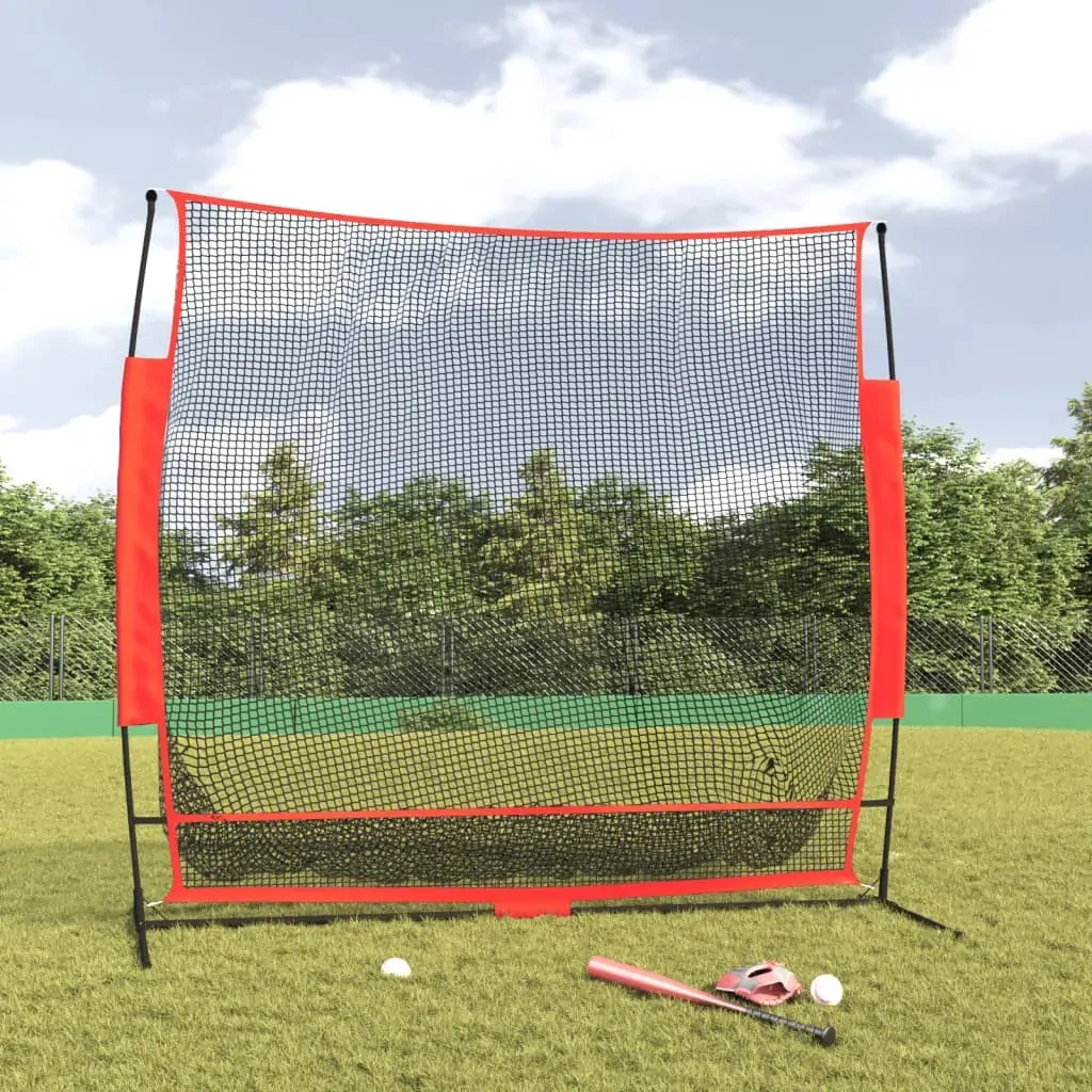 Portable Baseball Net Black and Polyester Red