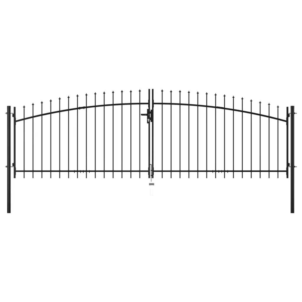 Double Door Fence Gate with Spear Top