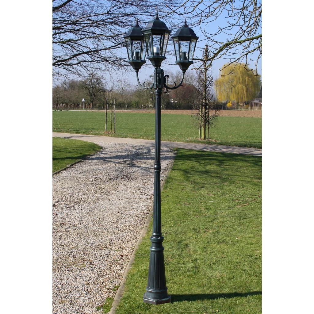Garden Light Post arms 230 cm Dark Green Black Aluminium
