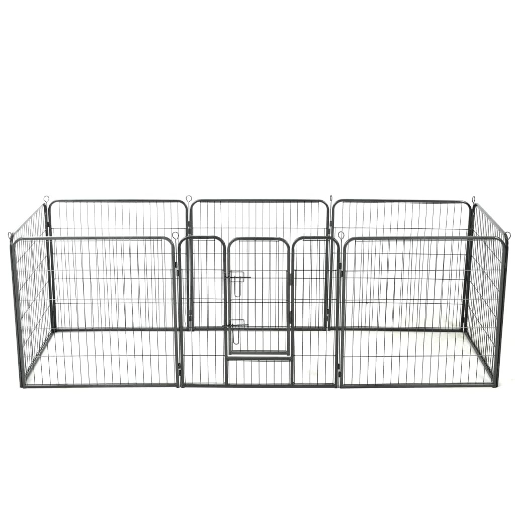 Dog Playpen Panels Steel Black