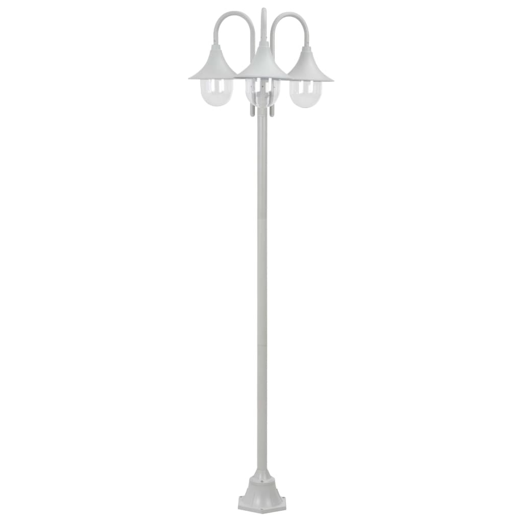 Garden Post Light E27 220 cm Aluminium 3-Lantern