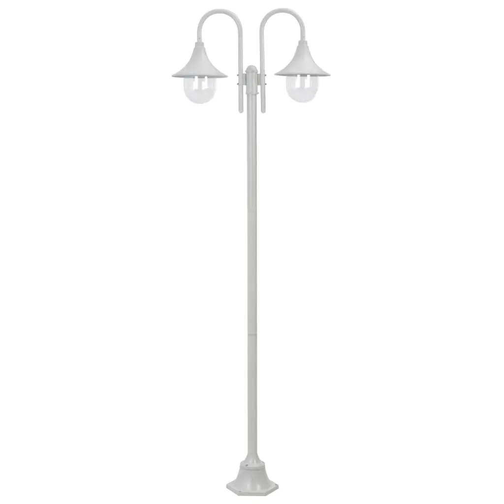 Garden Post Light E27 220 cm Aluminium 2-Lantern