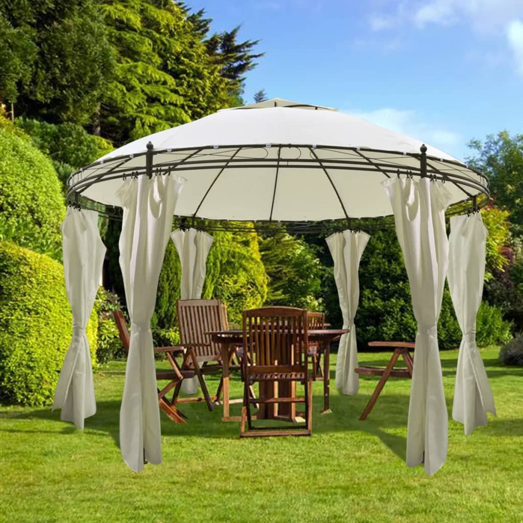 Round Gazebo with Curtains 3.5 by 2.7 m