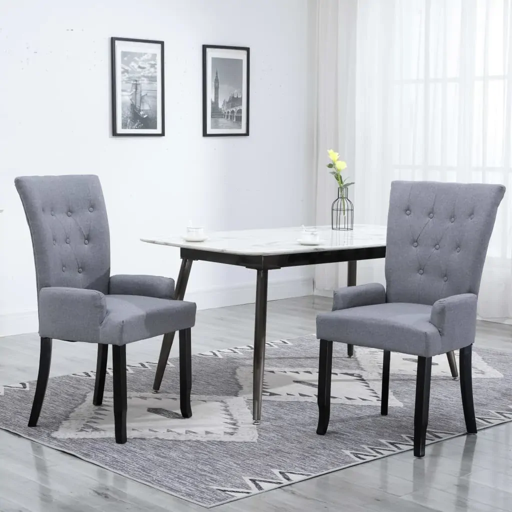 Dining Chair with Armrests Fabric Grey