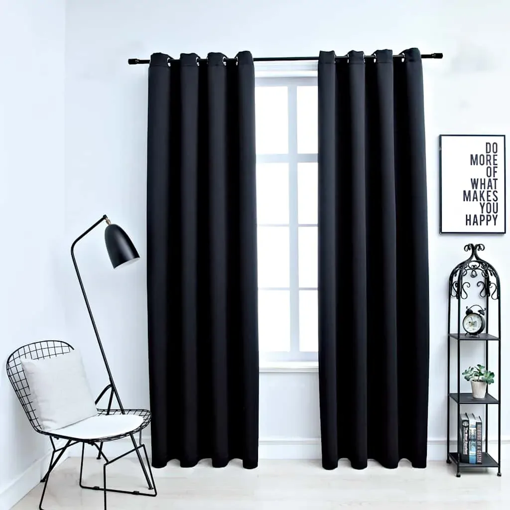 Blackout Curtains with Metal Rings 2 pcs 140 by 245 cm