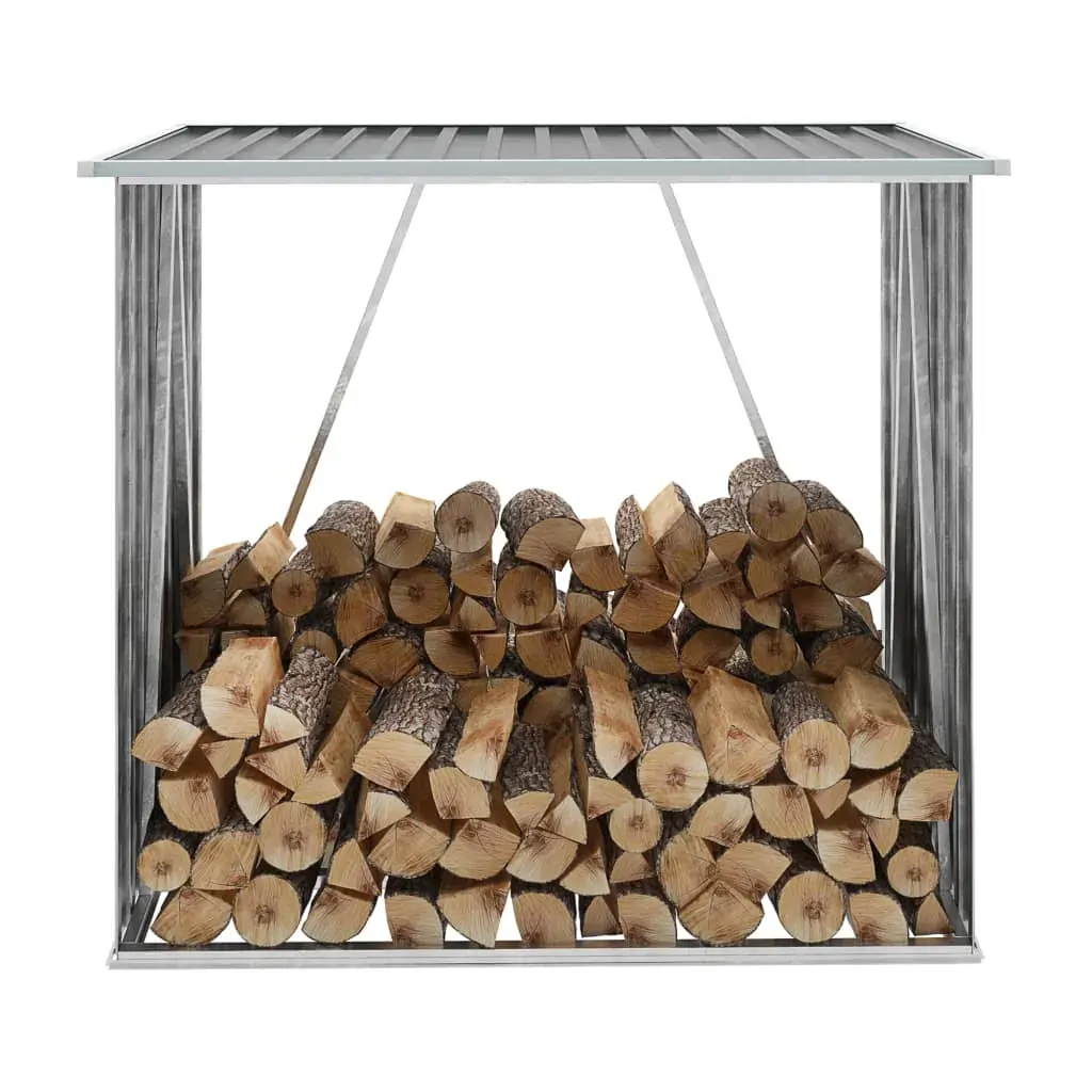 Garden Log Storage Shed Galvanised Steel 163 by 83 by 154 cm