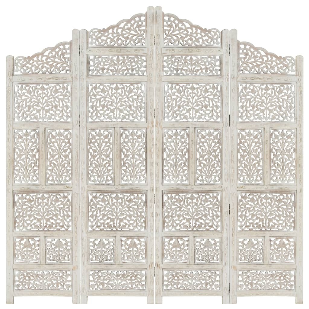 Carneys Hand carved 4-Panel Room Divider 160 by 165 cm Solid Mango Wood