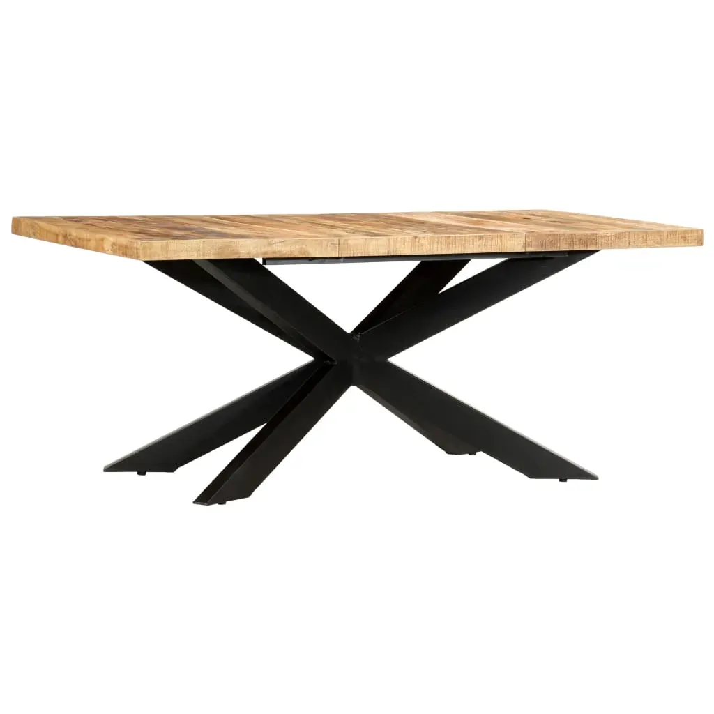 Dining Table 180 by 90 by 76 cm Solid Rough Mango Wood