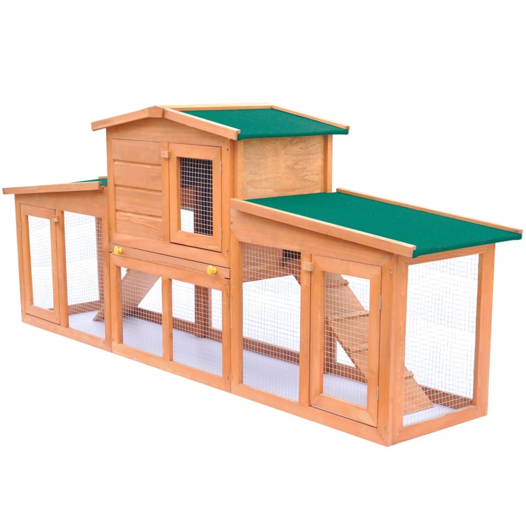 Large Rabbit Hutch Small Animal House & Pet Cage with Roofs Wood