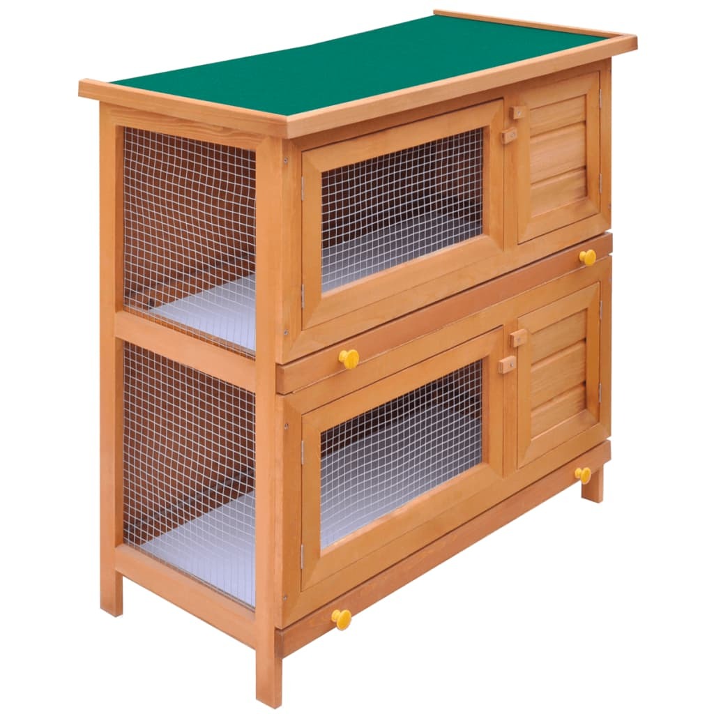 Outdoor Rabbit Hutch & Small Animal House 4 Doors Wood