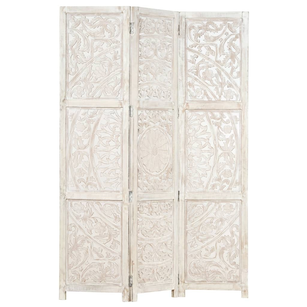 Petaluma Hand carved 3-Panel Room Divider 120 by 165 cm Solid Mango Wood