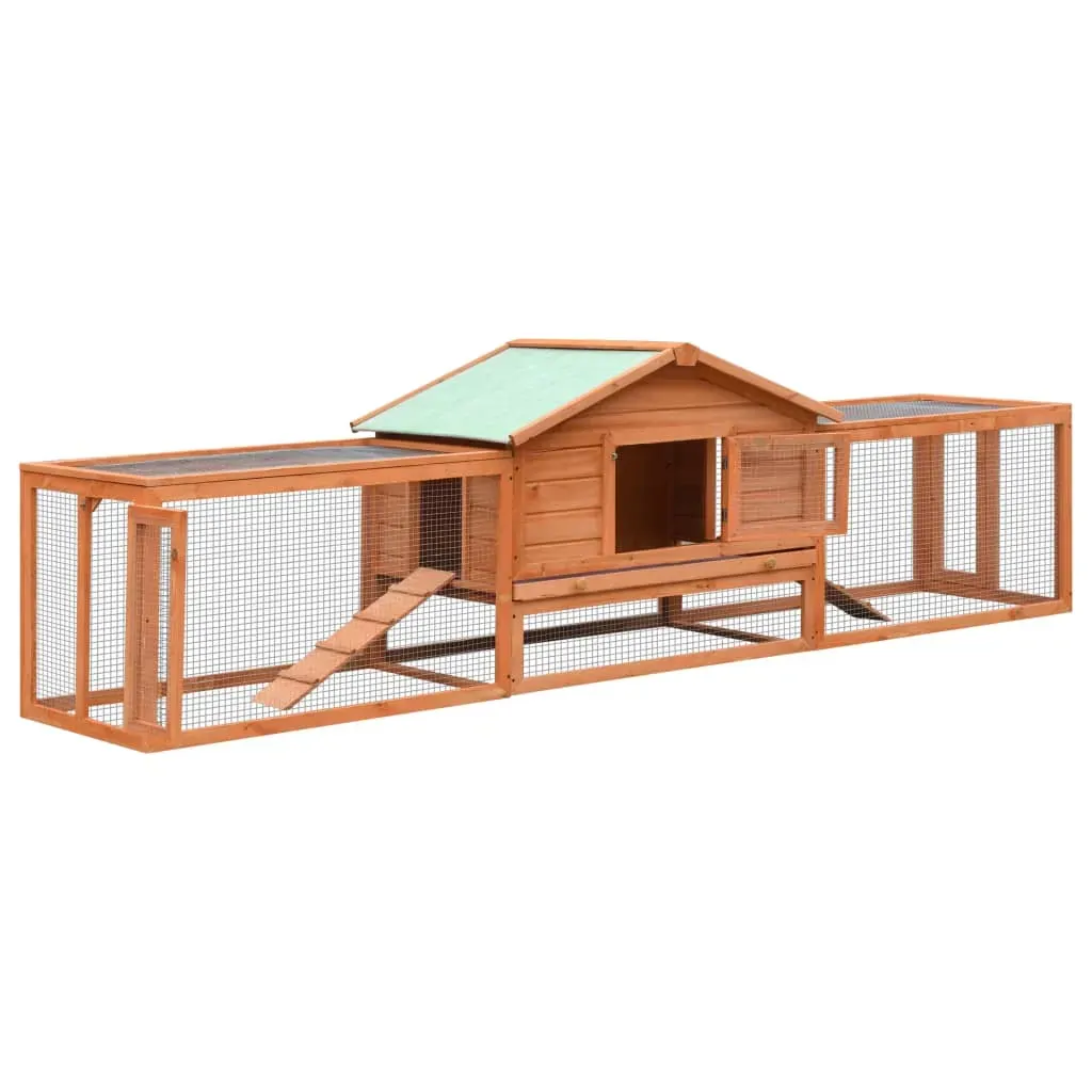 Rabbit Hutch Solid Pine & Fir Wood 310 by 70 by 87 cm
