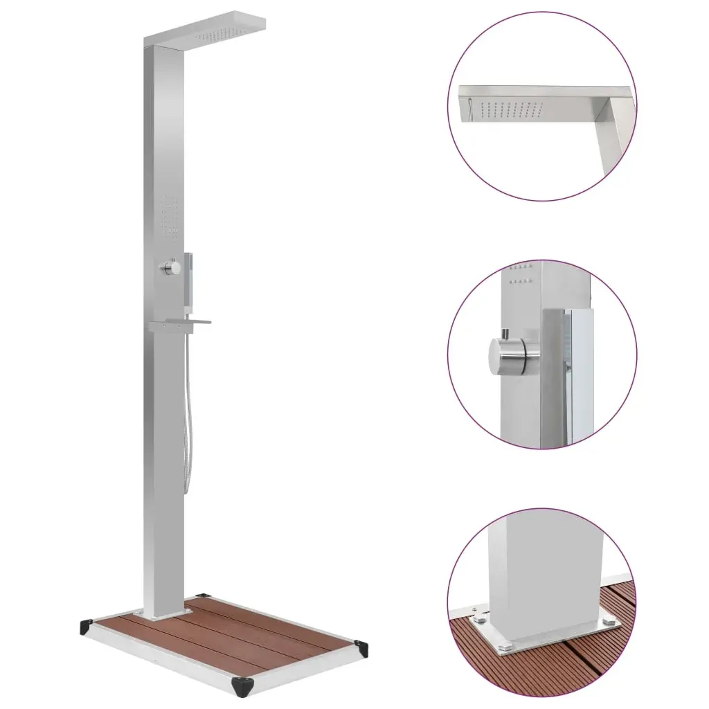 Outdoor Shower with Tray WPC Stainless Steel Outdoor Showers Range 3