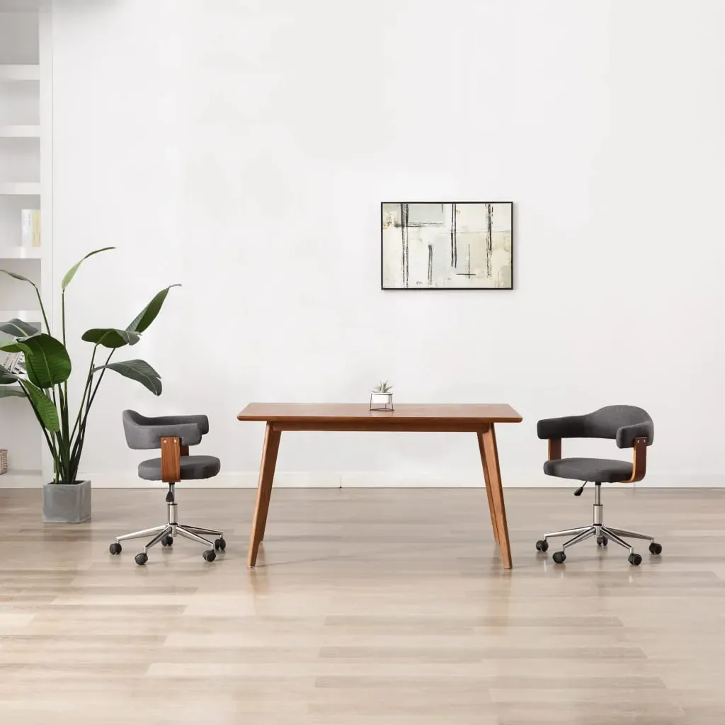 Swivel Dining Chair Grey Bent Wood and Fabric Dining Chairs