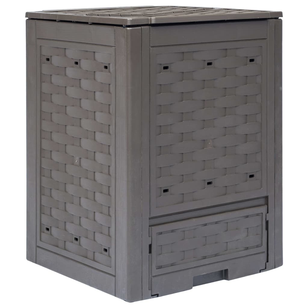 Garden Composter Brown 60 by 60 by 83 cm Plastic Rattan