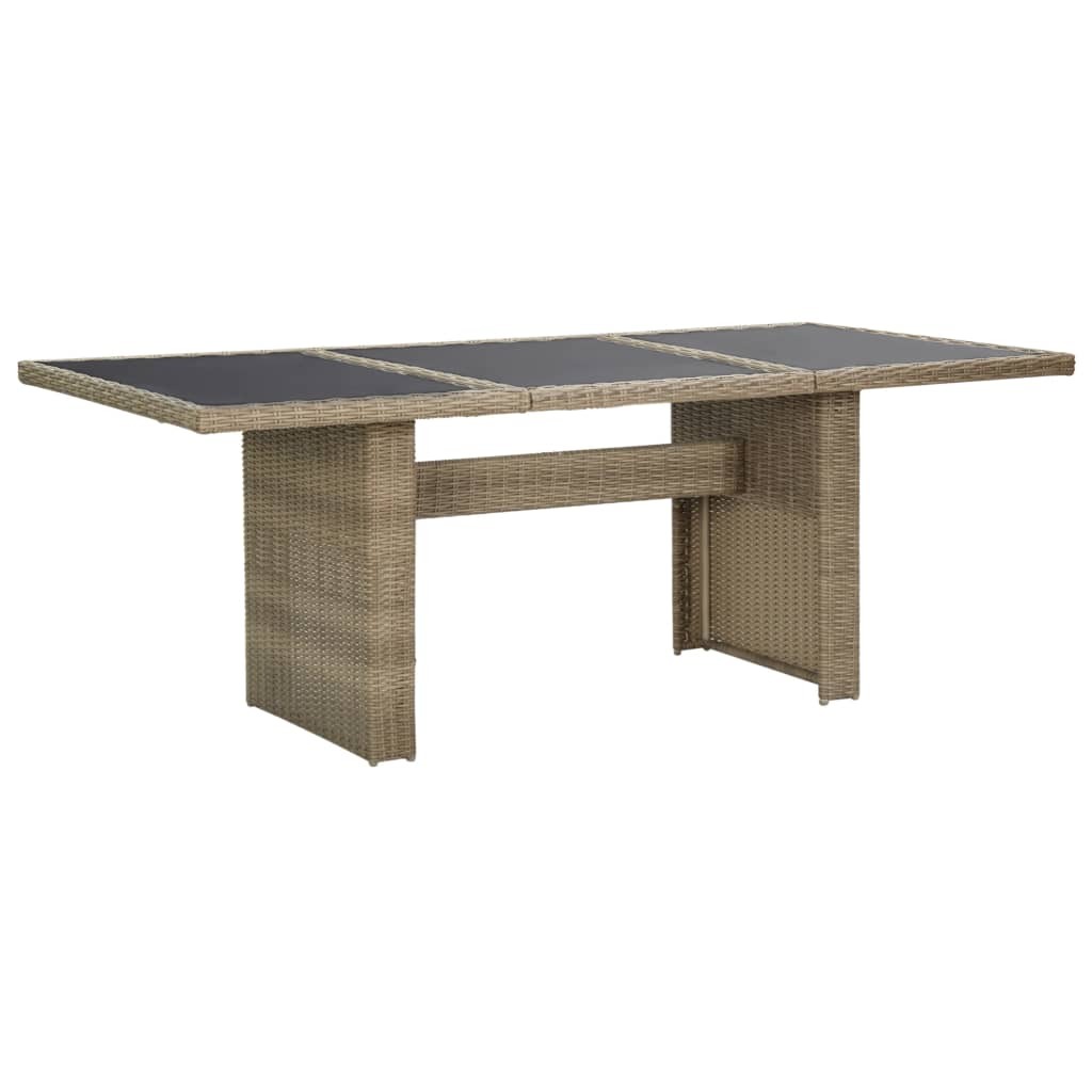 Garden Dining Table 200 by 100 by 74 cm Glass and Poly Rattan