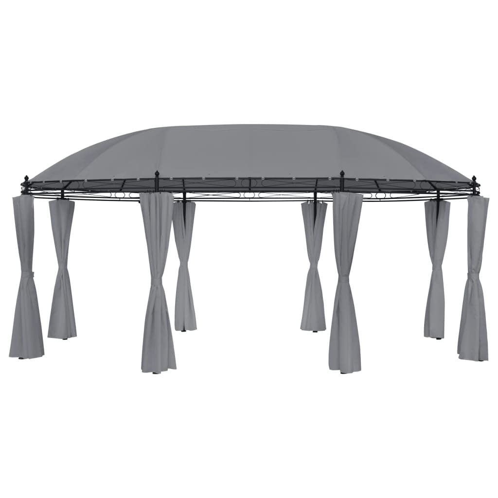 Gazebo with Curtains 520 by 349 by 255 cm