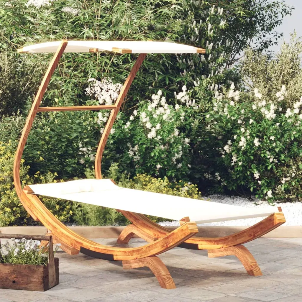 Outdoor Lounge Bed with Canopy Solid Bent Wood Hammock With Canopy