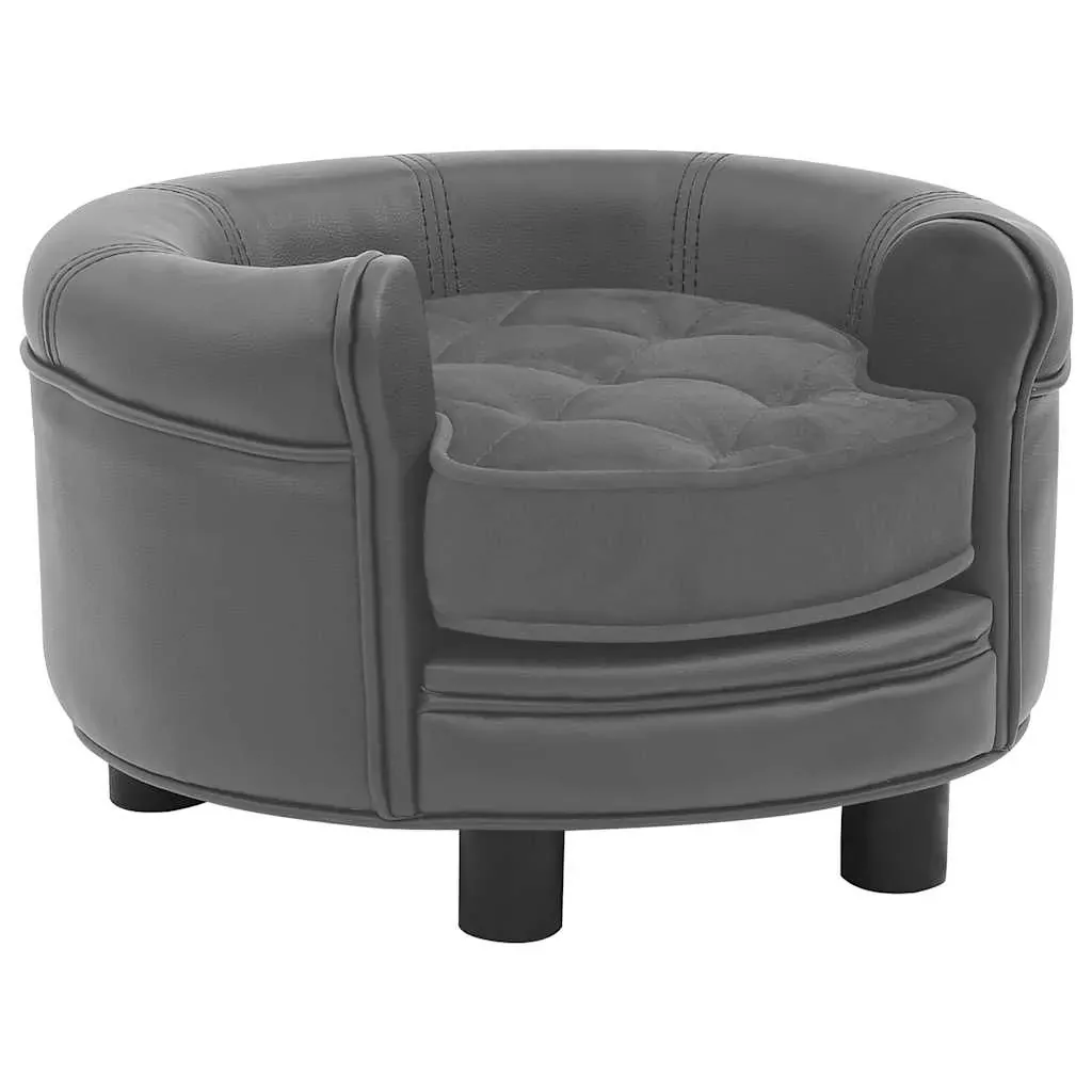 Dog Sofa 48 by 48 by 32 cm Plush and Faux Leather