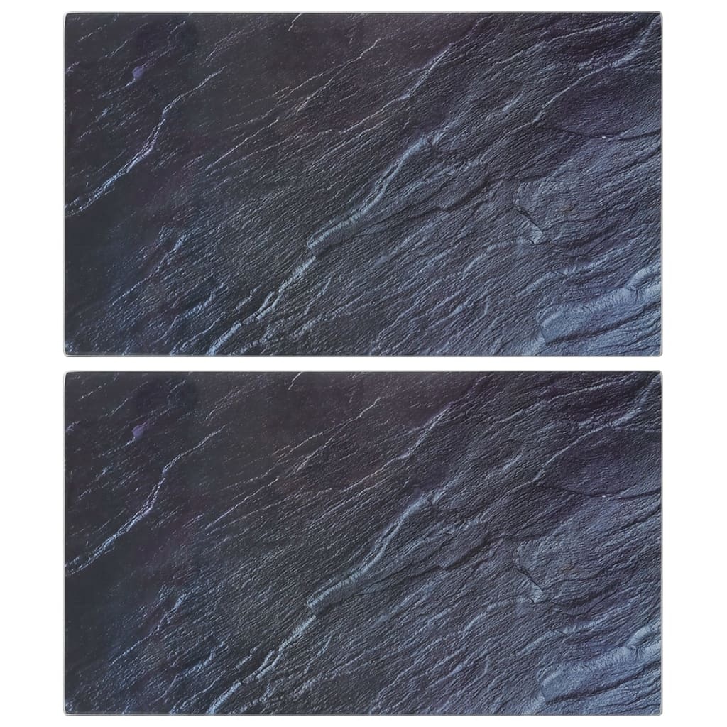 Chopping Boards 2 pcs with Stone Pattern Tempered Glass