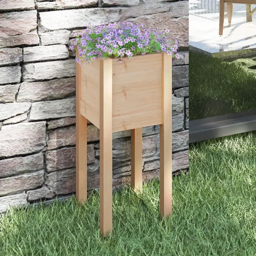 Garden Planter 31 by 31 by 70 cm Solid Pinewood