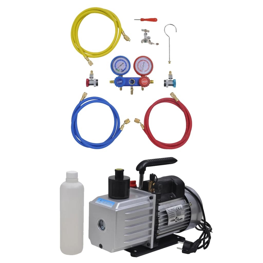 Vacuum Pump 100 L min with Manifold Gauge Set in Tool Kit