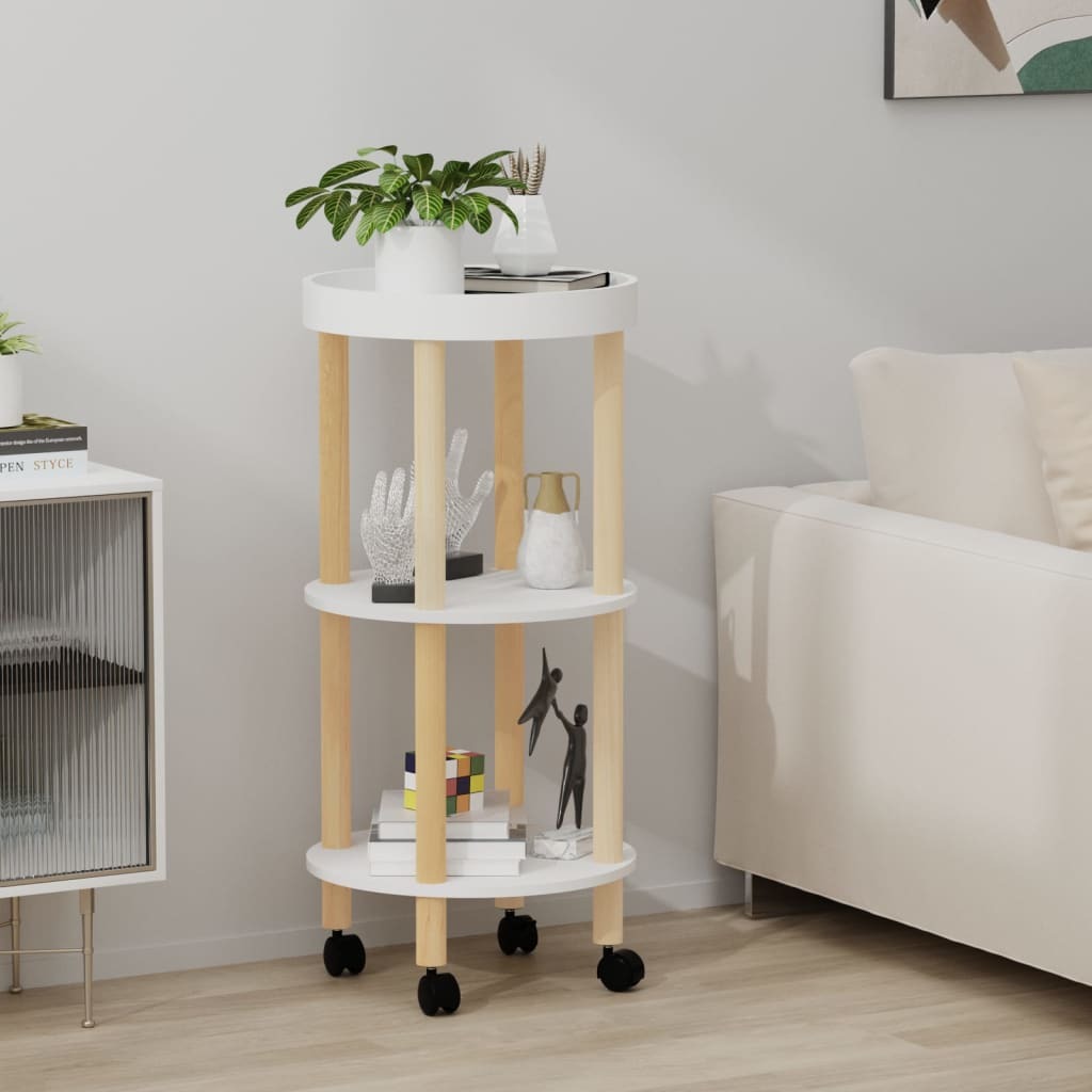 3-tier Trolley Engineered Wood&Solid Wood Pine