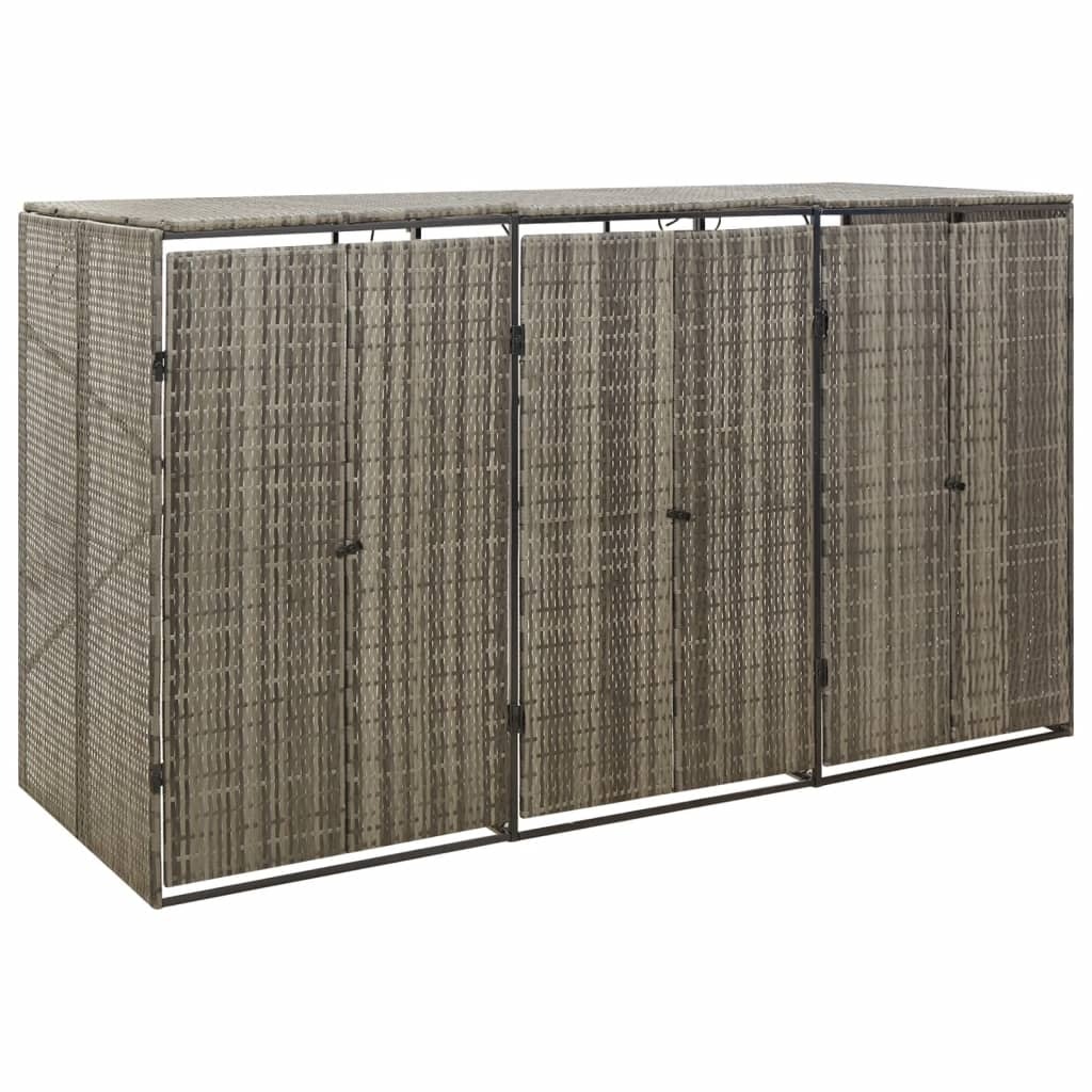 Triple Wheelie Bin Shed Poly Rattan