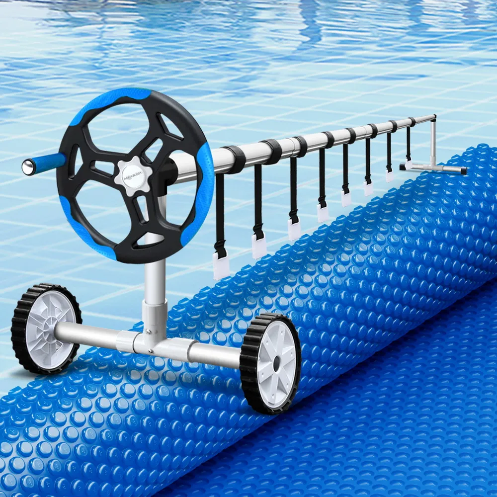 Pool Cover 600 Micron 7x4m w/ Roller 5.55m Solar Blanket Blue