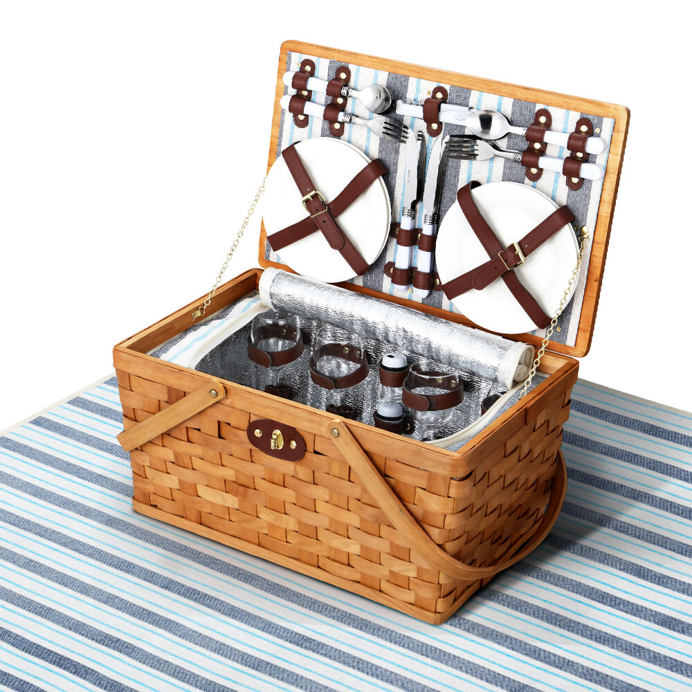 4 person picnic basket with blanket deals