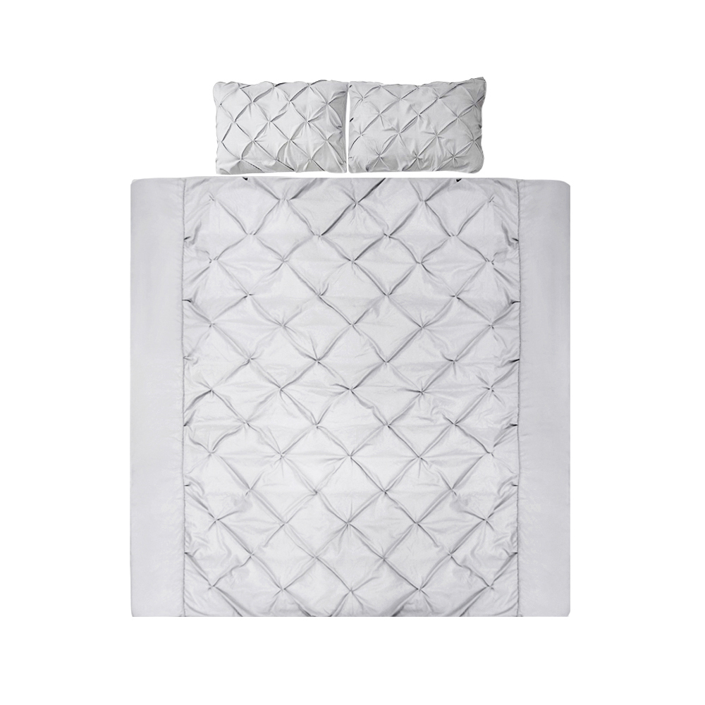 Quilt Cover Set Diamond Pinch Grey Super King