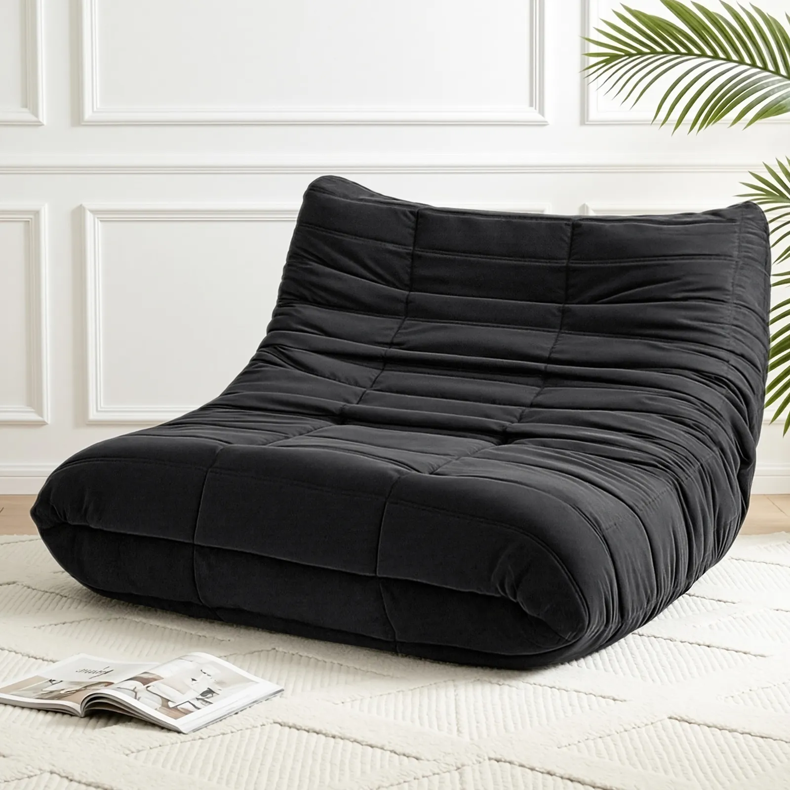 Lazy Sofa 2 Seaters Accent Caterpillar Chair Floor Couch Armless Lounge