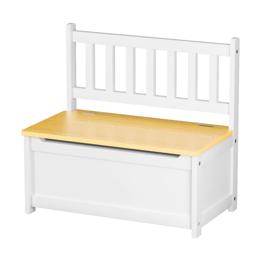 2-In-1 Kids Toys Storage Bench Box Wooden Chair