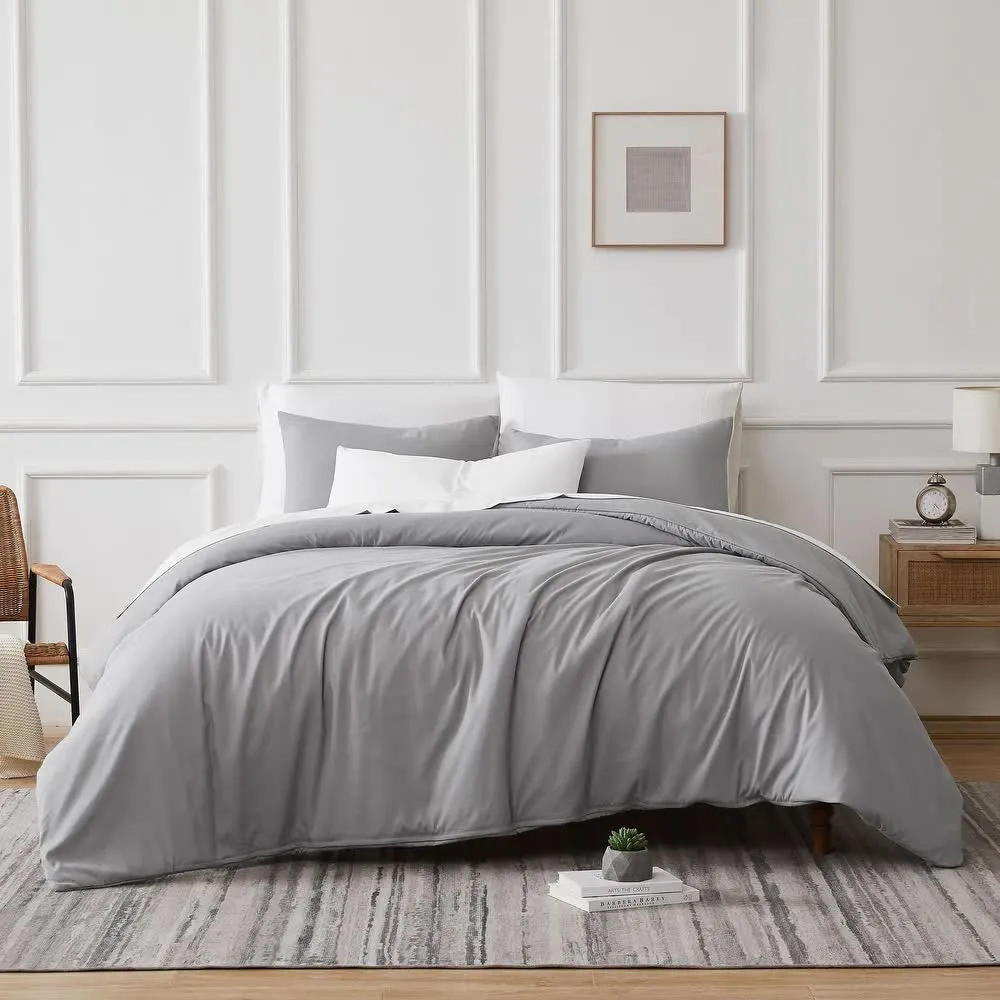 700 TC Tencel Lyocell Fibre & Cotton Dove Super King Quilt Cover Set by